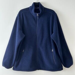Lands End Navy Blue Aircore-200 Polartec Fleece Zip Up Jacket